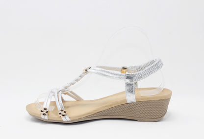 Floral Gem Wedge in Silver