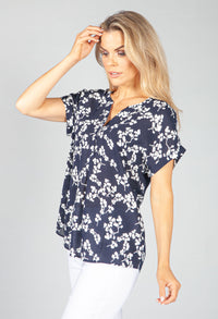 Navy Blossom Print Blouse