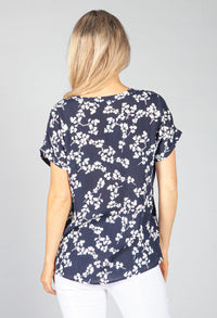 Navy Blossom Print Blouse