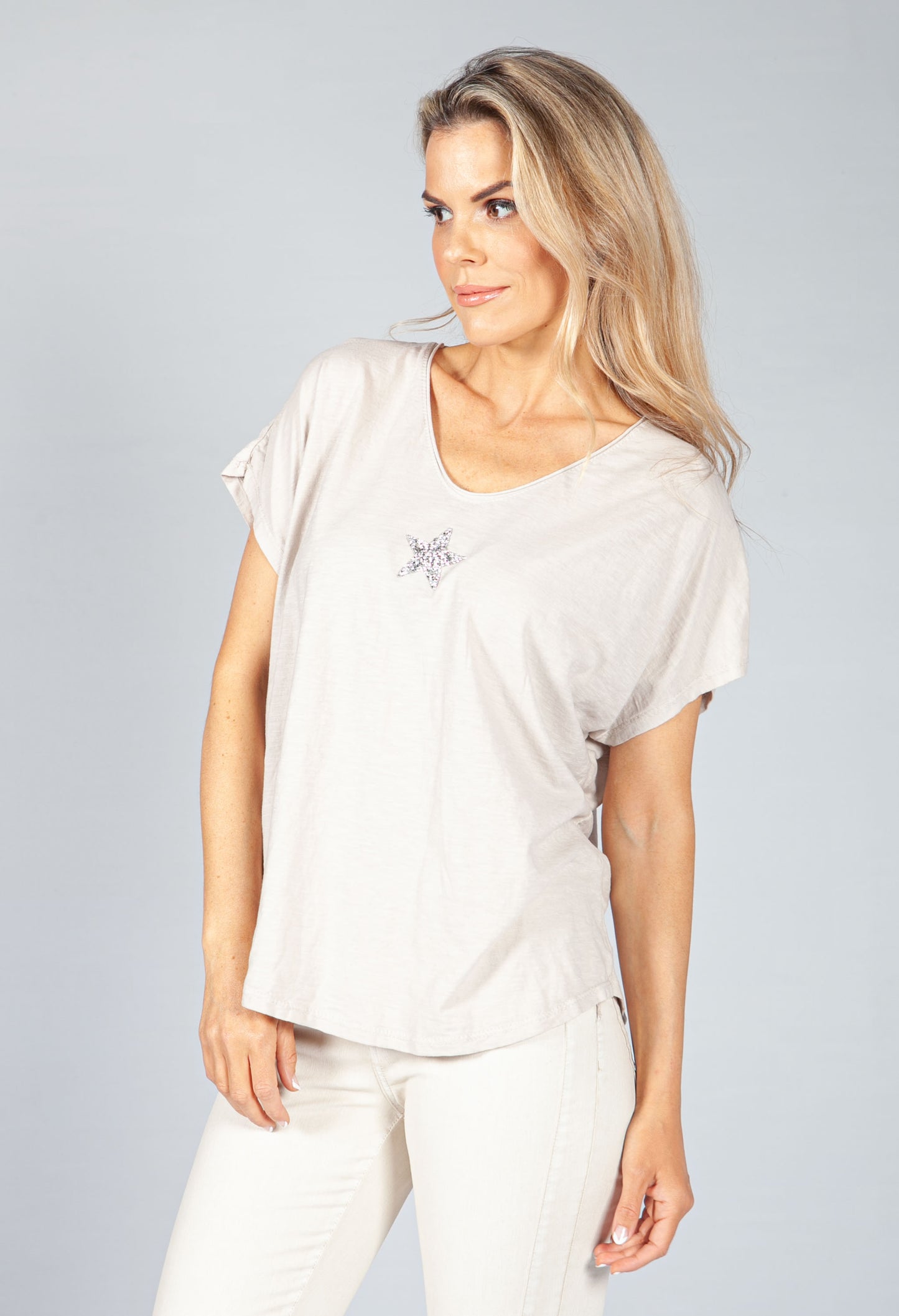 Sand Sequin Star Top