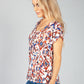 Tan Geometric Print Top with Button Detail