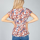 Tan Geometric Print Top with Button Detail