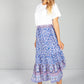 Royal Blue Blossom Print Skirt