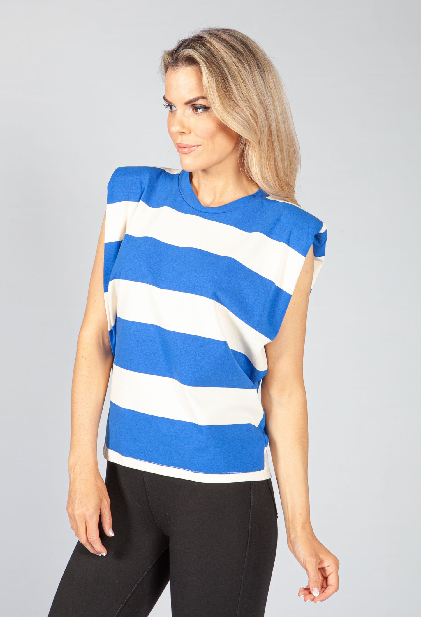 Royal Blue Stripe Sleeveless Tee