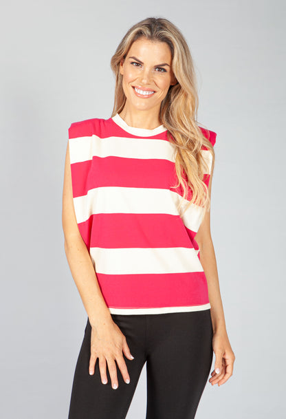 Fuchsia Stripe Sleeveless Tee