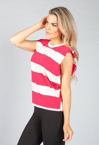 Fuchsia Stripe Sleeveless Tee