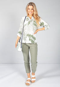 Khaki Palm Print Blouse