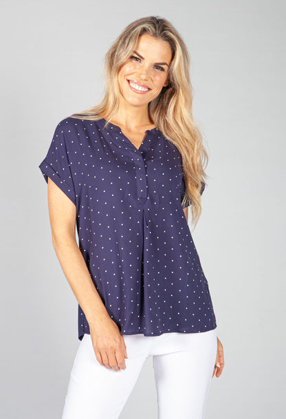 Navy Polka Dot Blouse