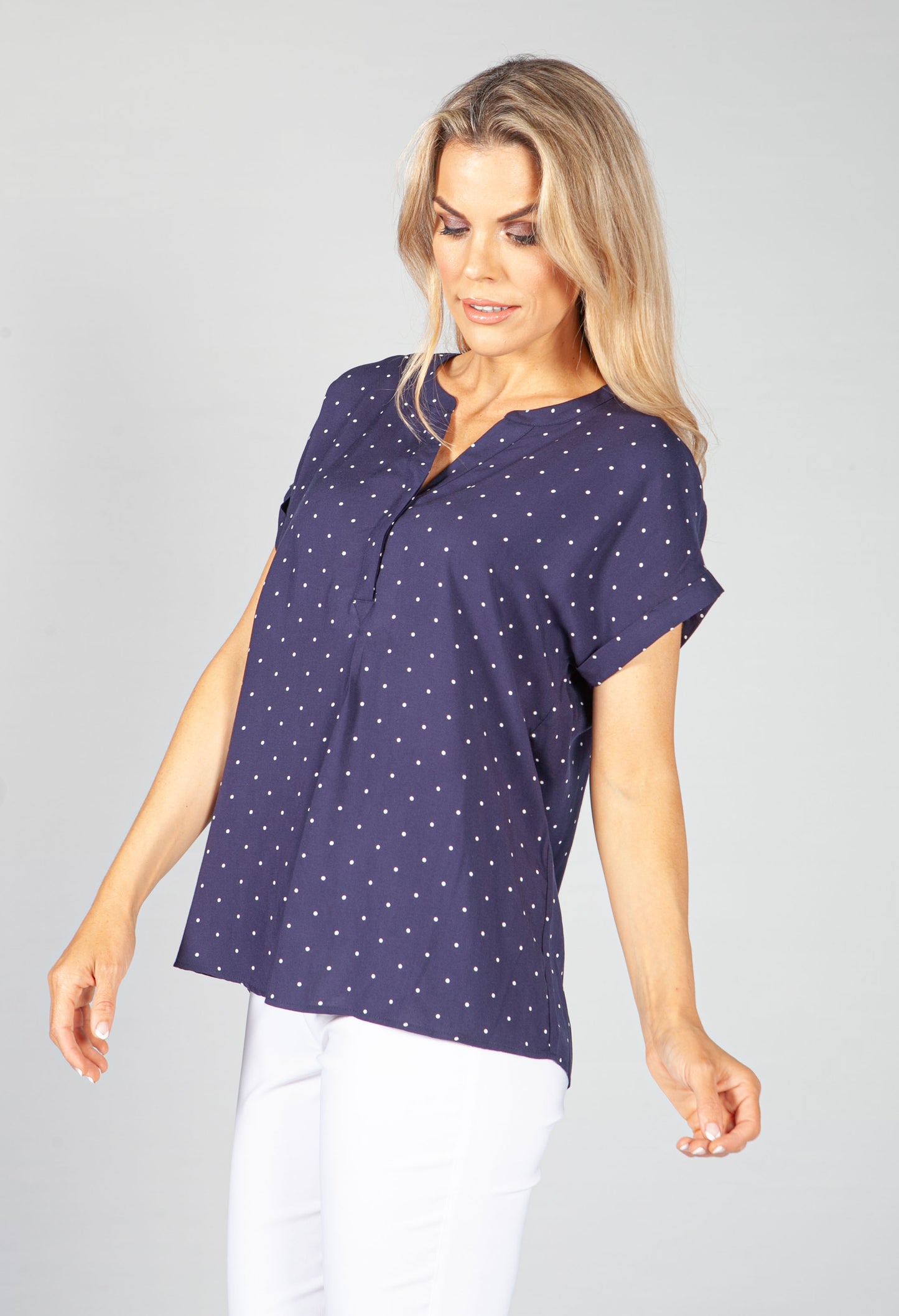 Navy Polka Dot Blouse