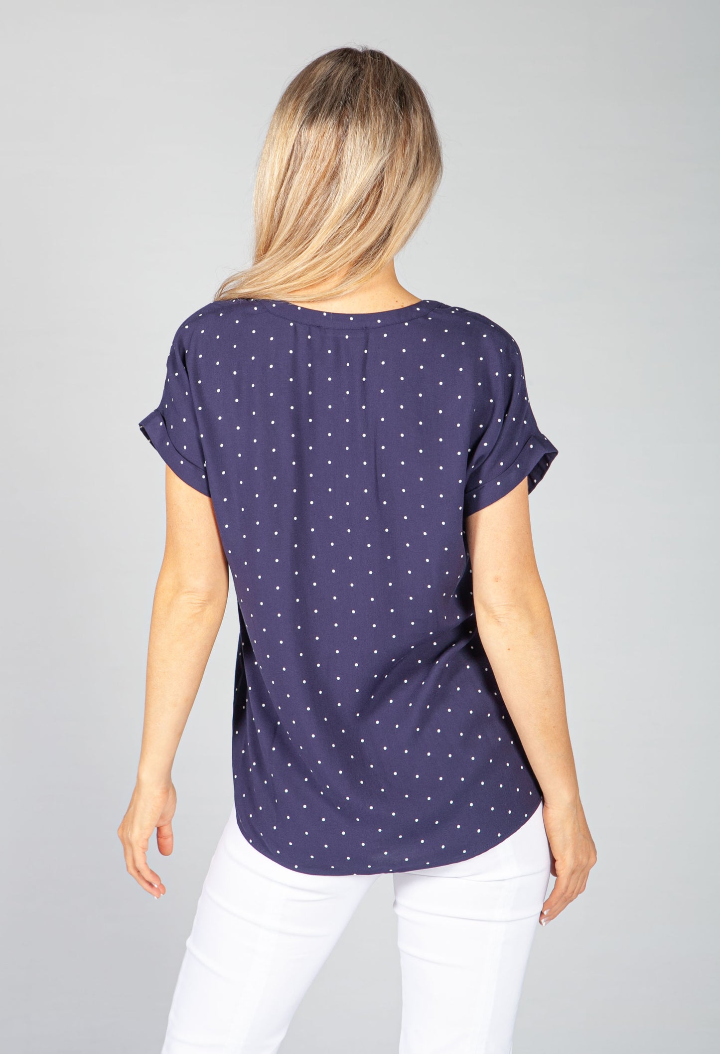 Navy Polka Dot Blouse