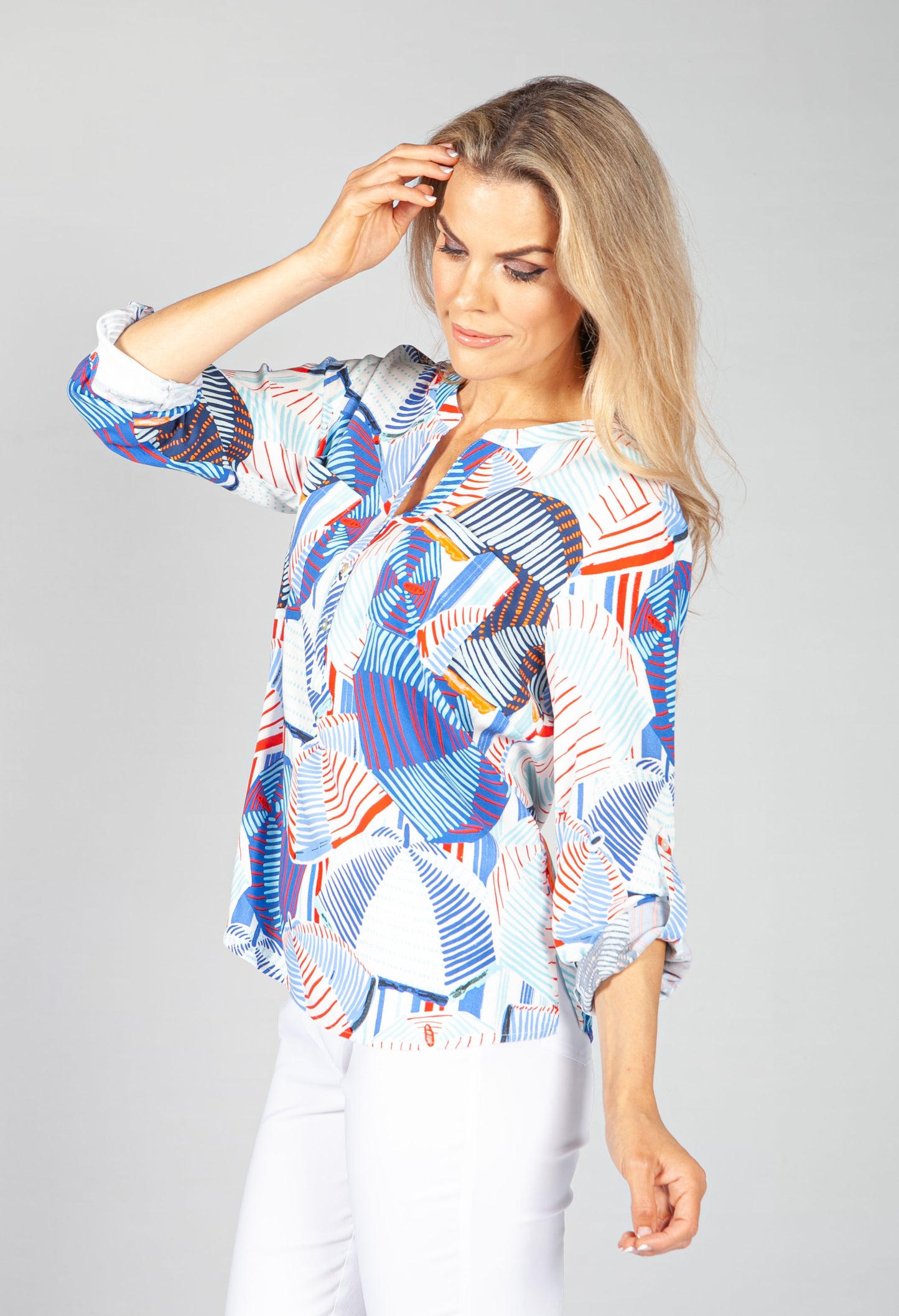 Multi Abstract Stripe Blouse