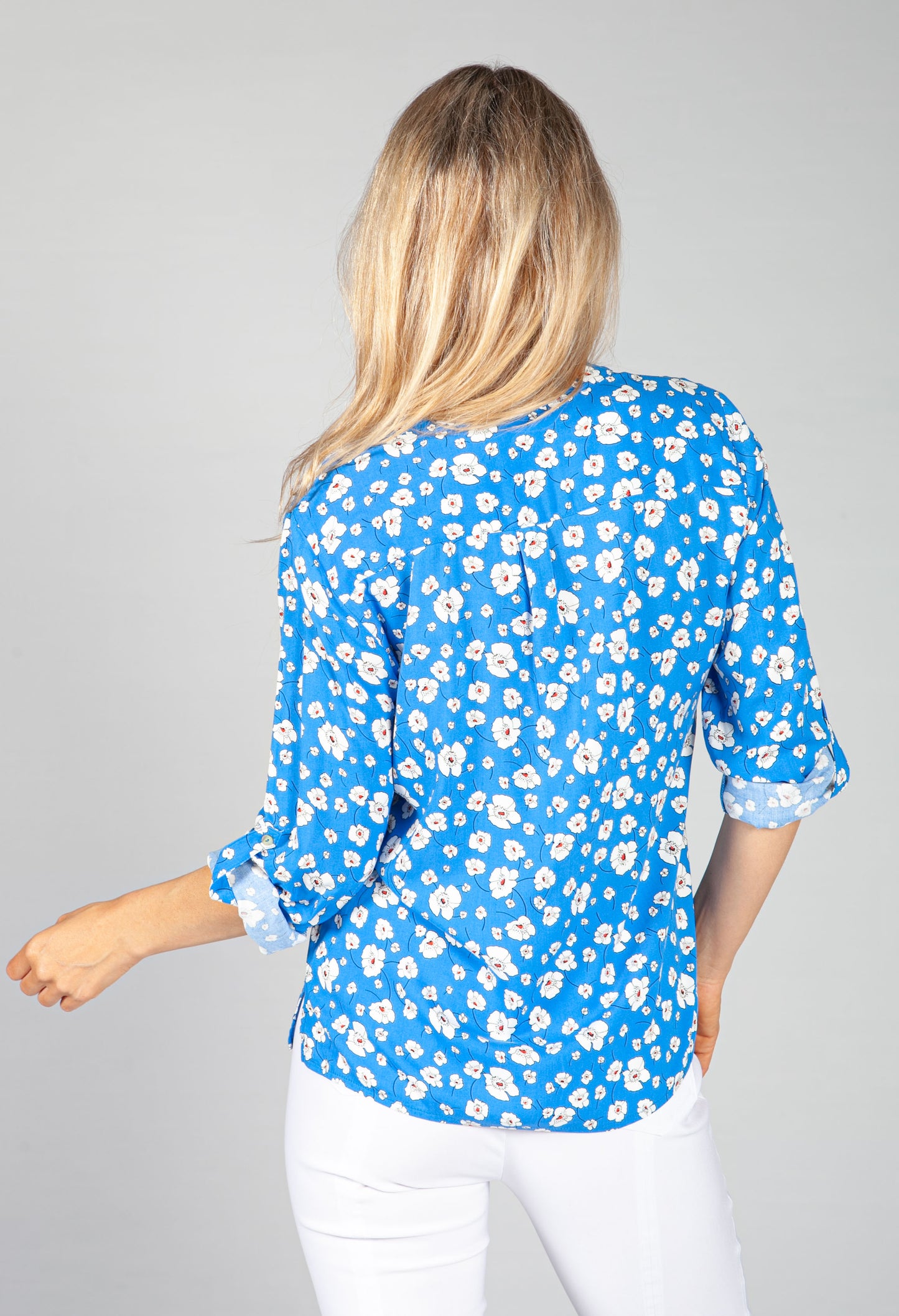 Bright Blue Floral Pop Blouse