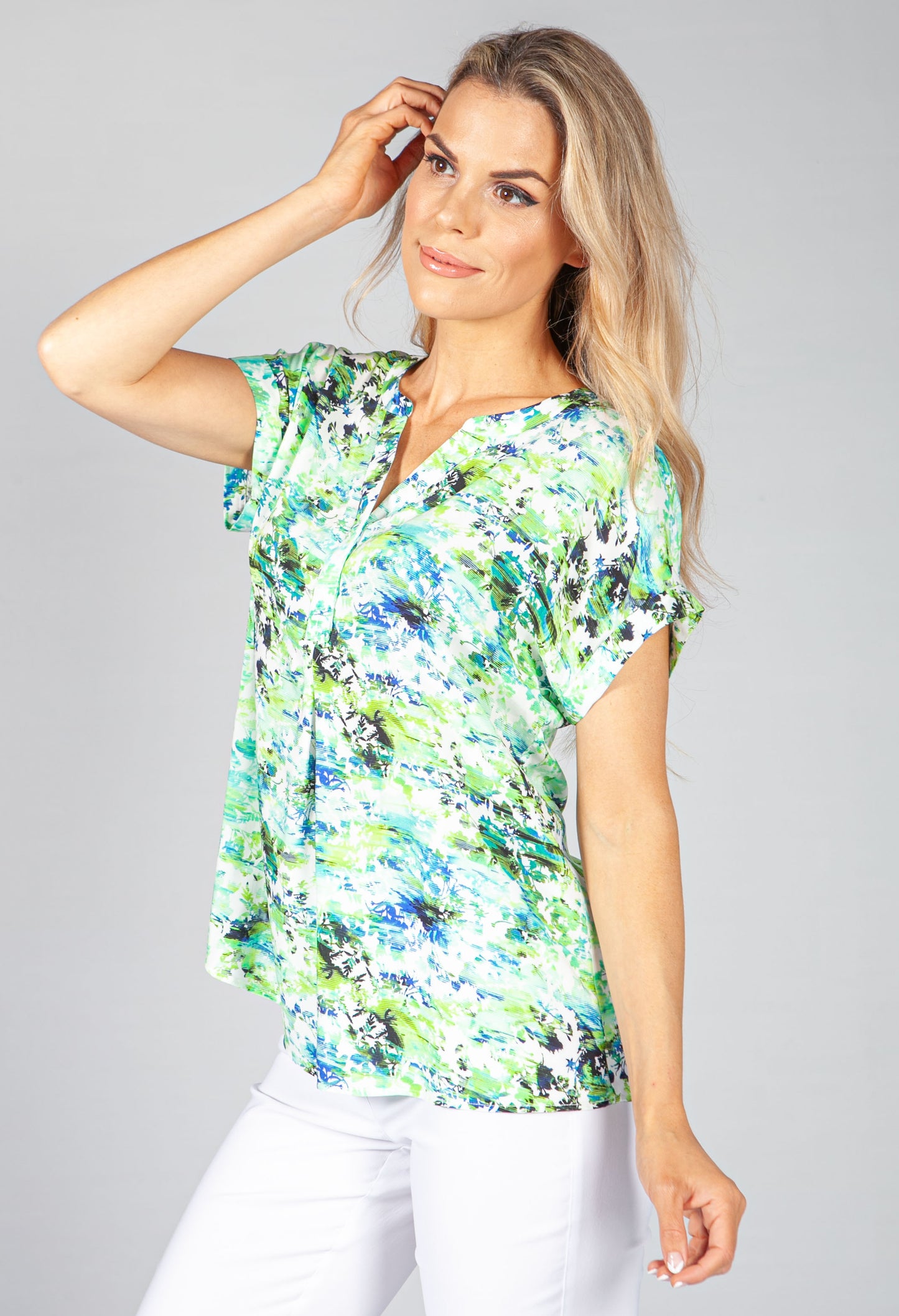 Lime Palm Print Blouse