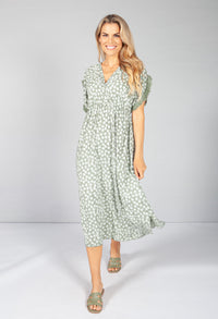 Sage Swirl Print Dress