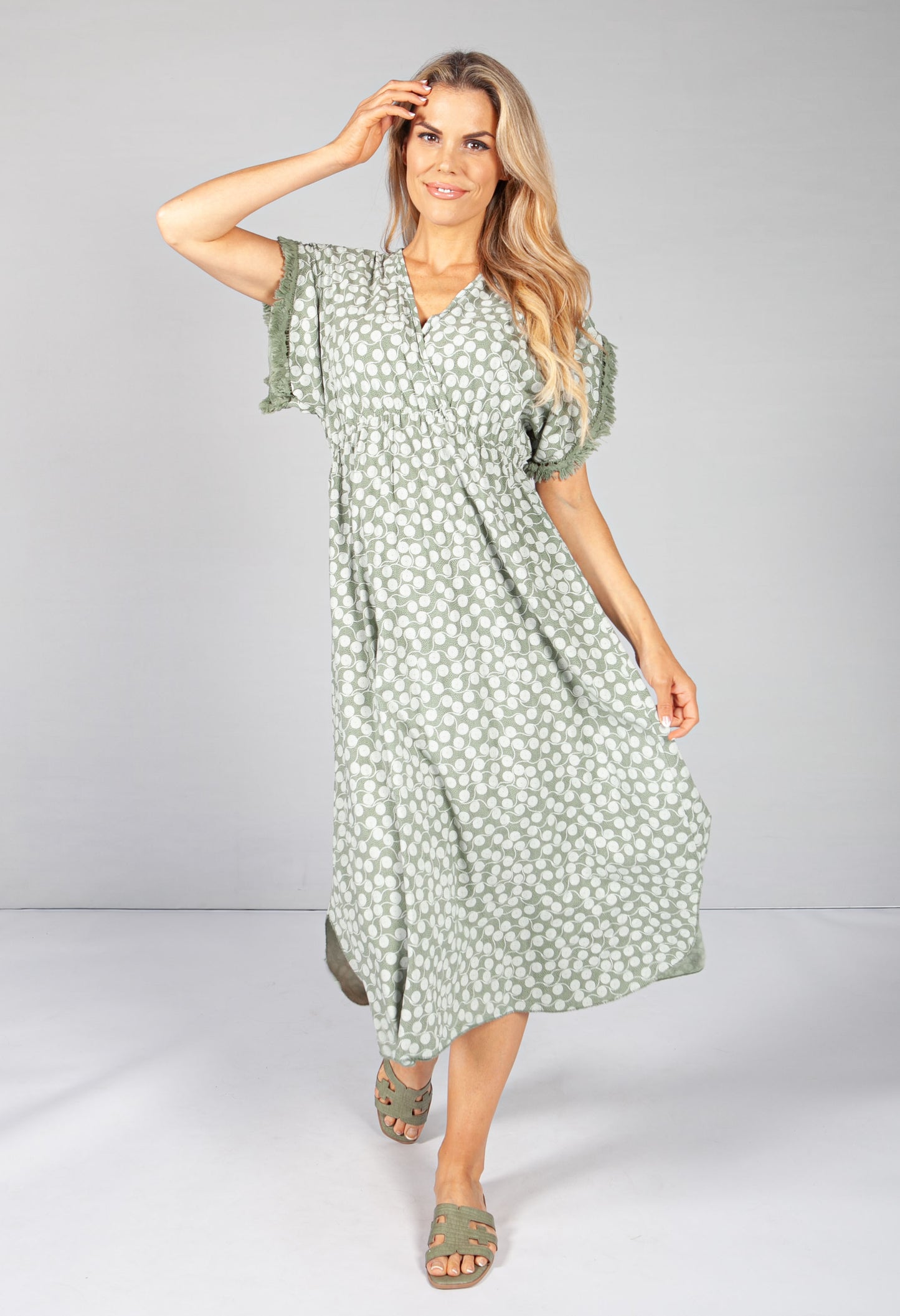 Sage Swirl Print Dress