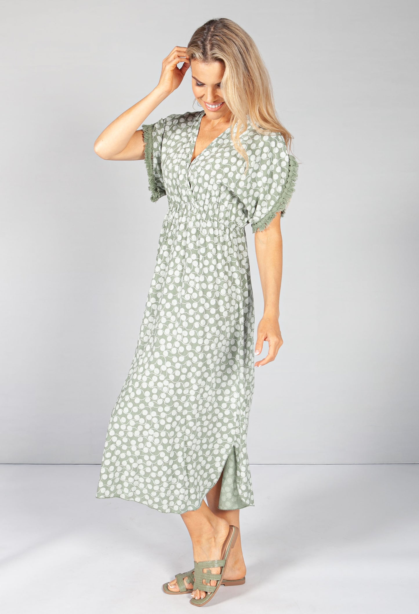 Sage Swirl Print Dress