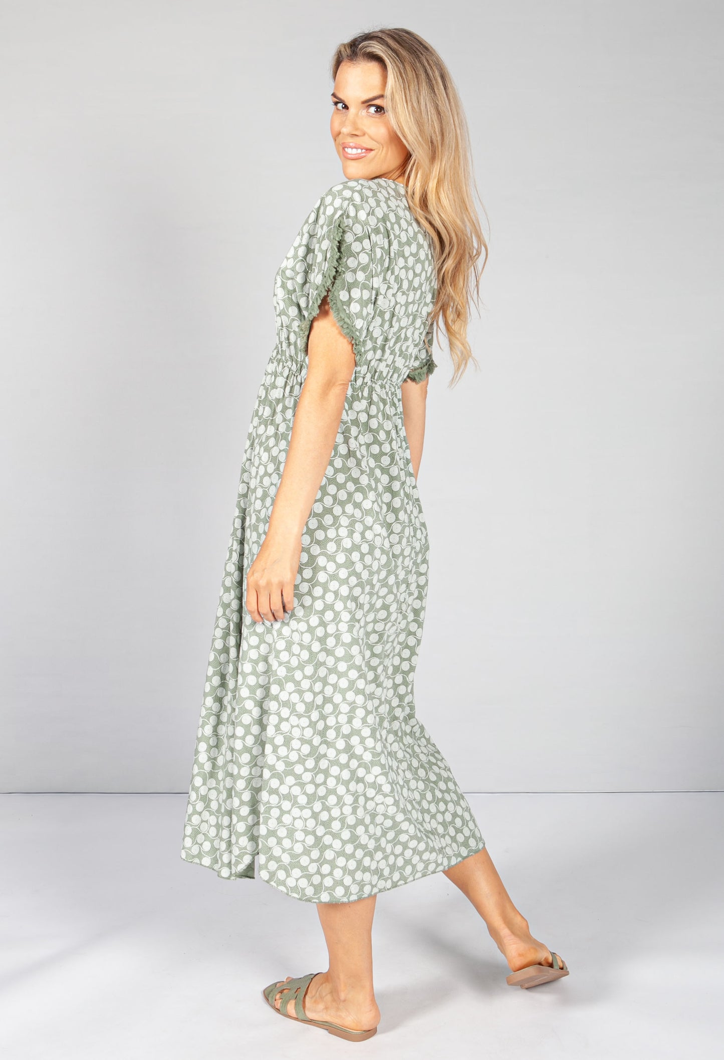 Sage Swirl Print Dress