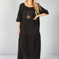 Black Summer Linen Maxi Dress