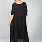 Black Summer Linen Maxi Dress