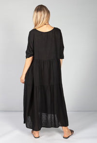 Black Summer Linen Maxi Dress