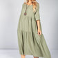 Khaki Summer Linen Maxi Dress