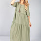 Khaki Summer Linen Maxi Dress