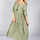 Khaki Summer Linen Maxi Dress