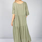 Khaki Summer Linen Maxi Dress