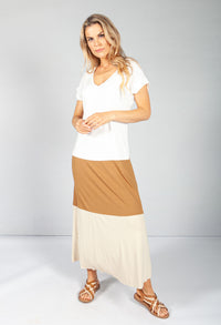 Cream Colour Block Maxi Dress