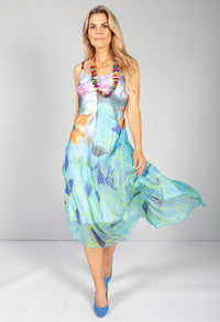 Crepe Bright Floral Maxi Dress