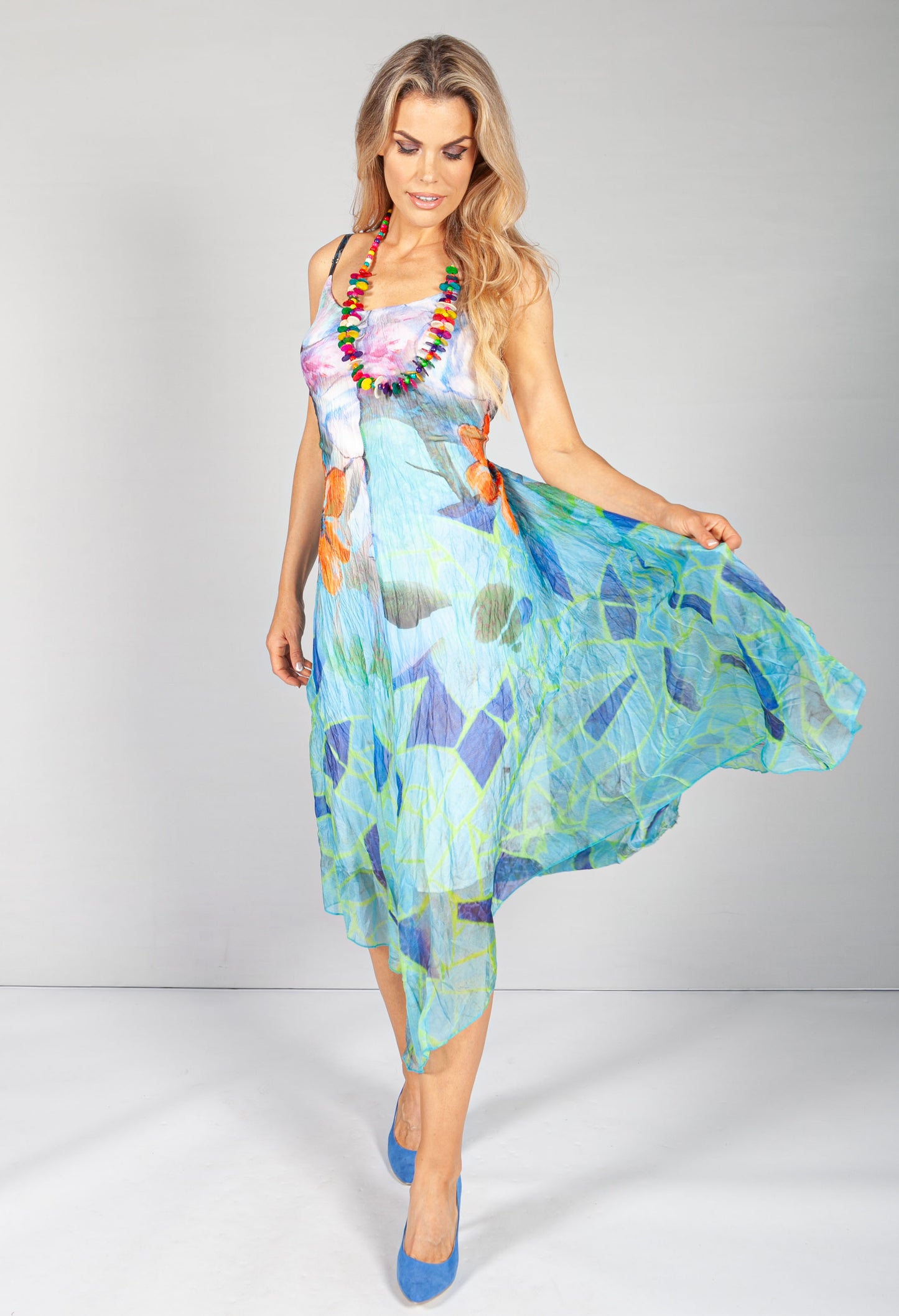 Crepe Bright Floral Maxi Dress