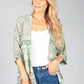 Green Geometric Kimono Style Cardigan