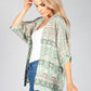 Green Geometric Kimono Style Cardigan