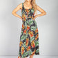 Palm Print Button Bodice Dress