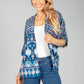 Navy Geometric Kimono Style Cardigan