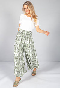 Light Khaki Abstract Print Trousers