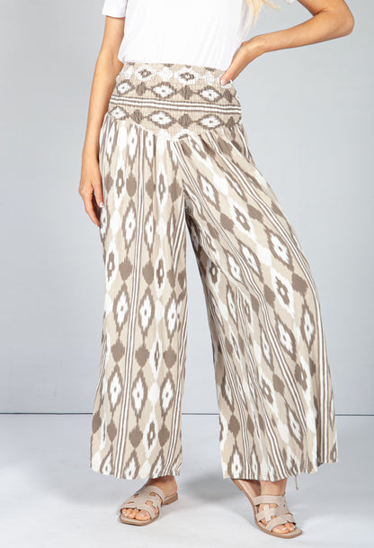 Cappuccino Abstract Print Trousers