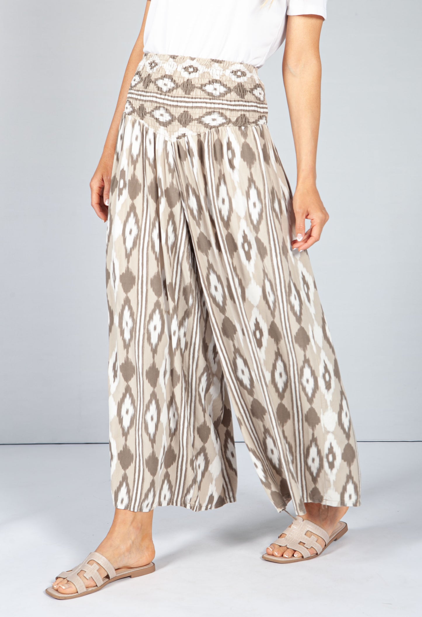 Cappuccino Abstract Print Trousers