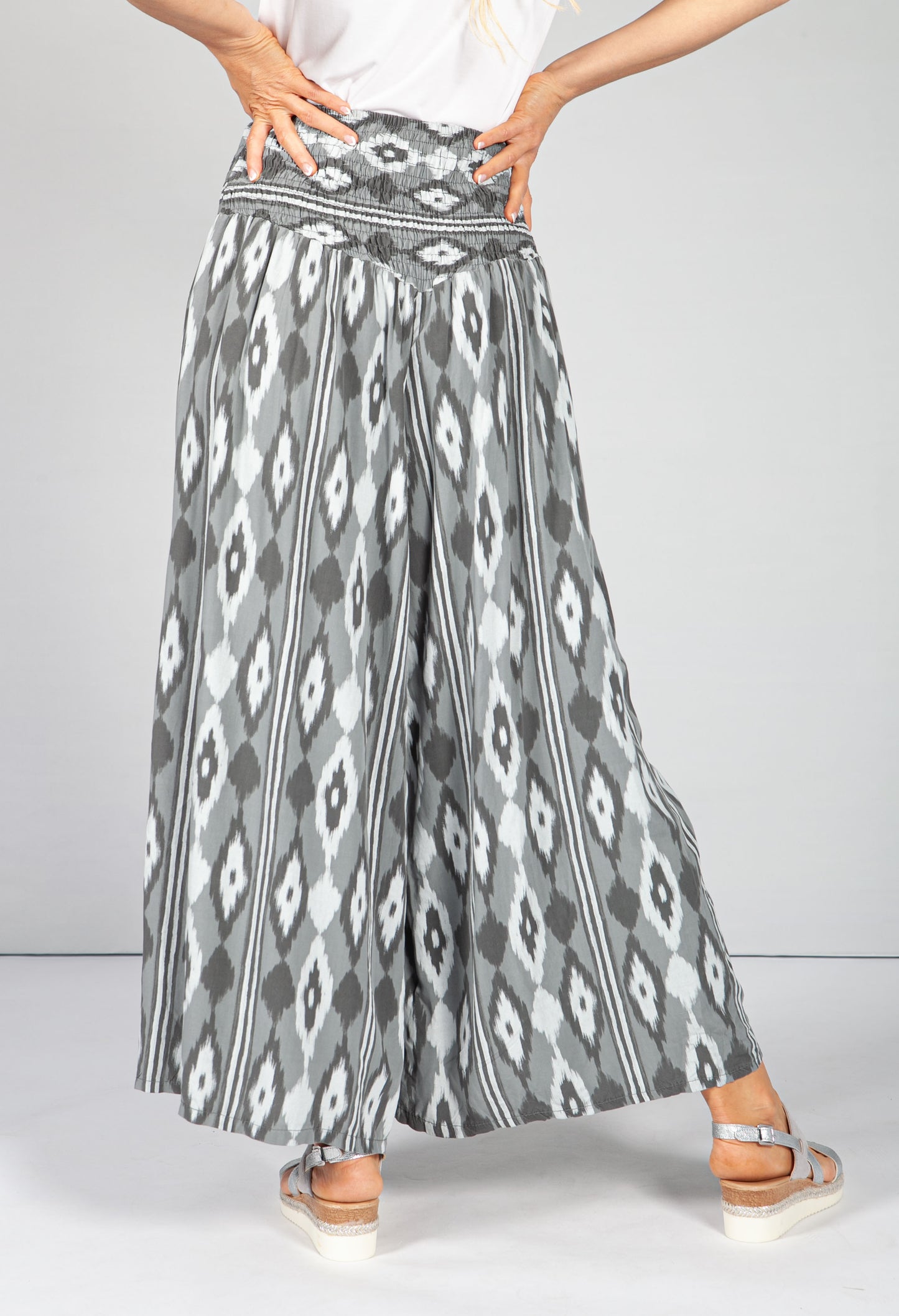 Steel Grey Abstract Print Trousers