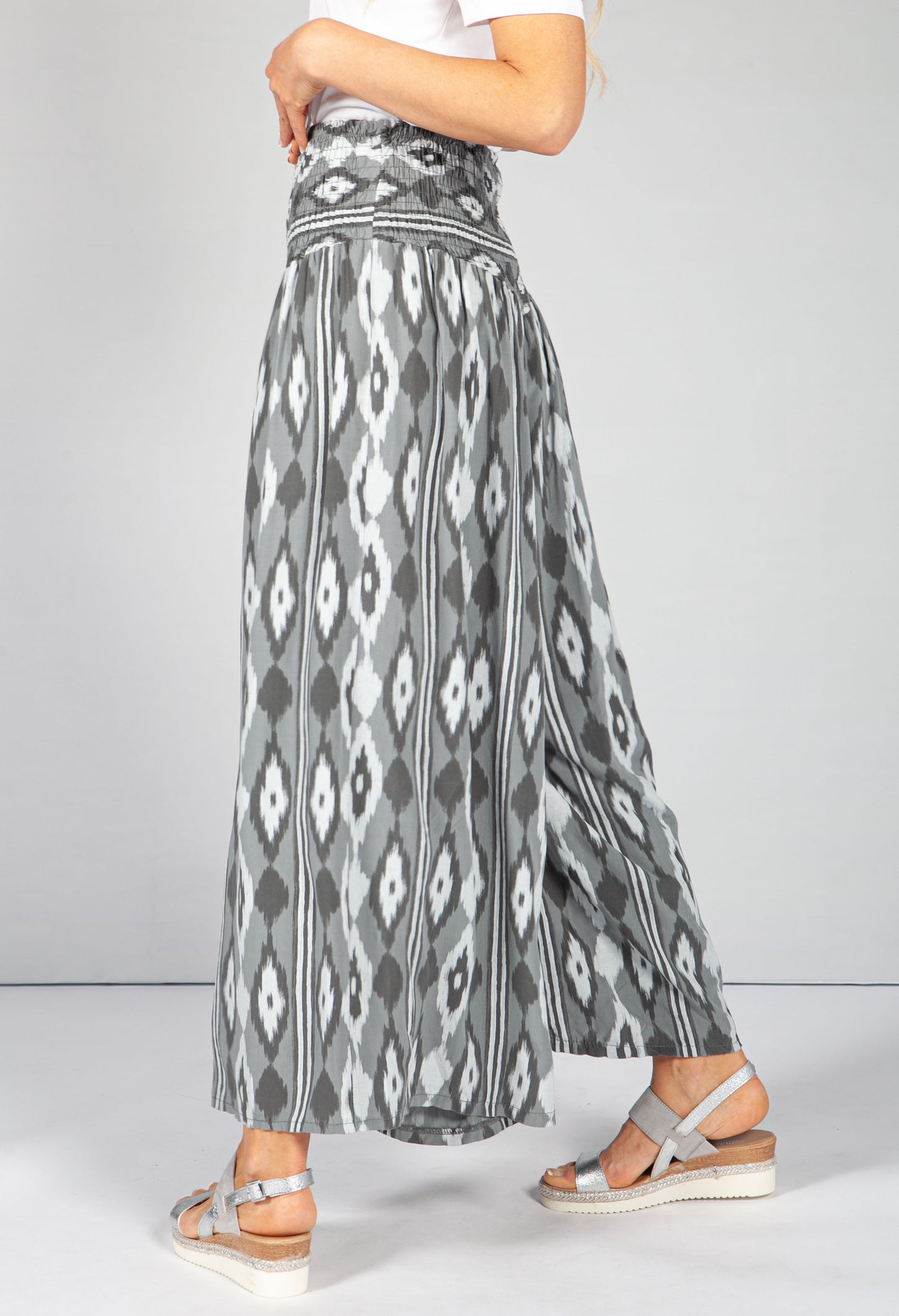 Steel Grey Abstract Print Trousers