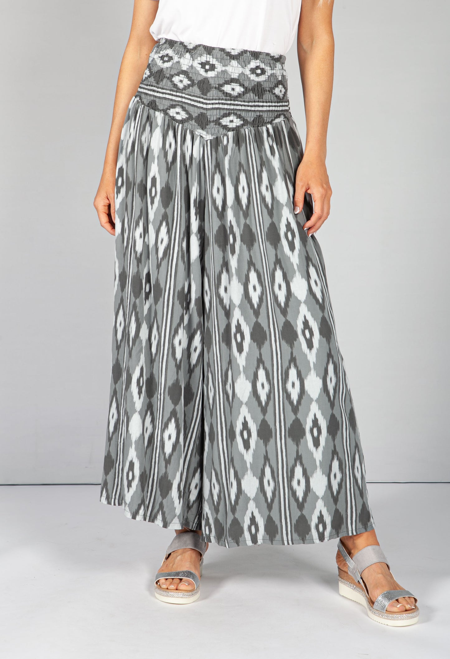 Steel Grey Abstract Print Trousers