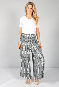 Steel Grey Abstract Print Trousers