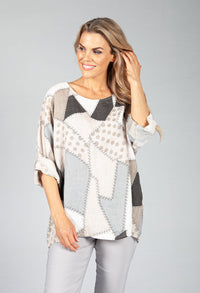 Stone Patchwork Print Top