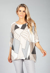 Stone Patchwork Print Top