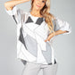 White Patchwork Print Top