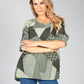 Khaki Patchwork Print Top