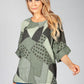 Khaki Patchwork Print Top