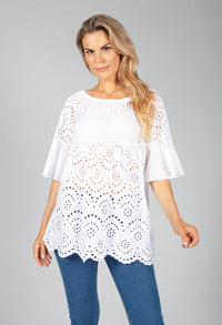 White Embroidered Peasant Blouse-1