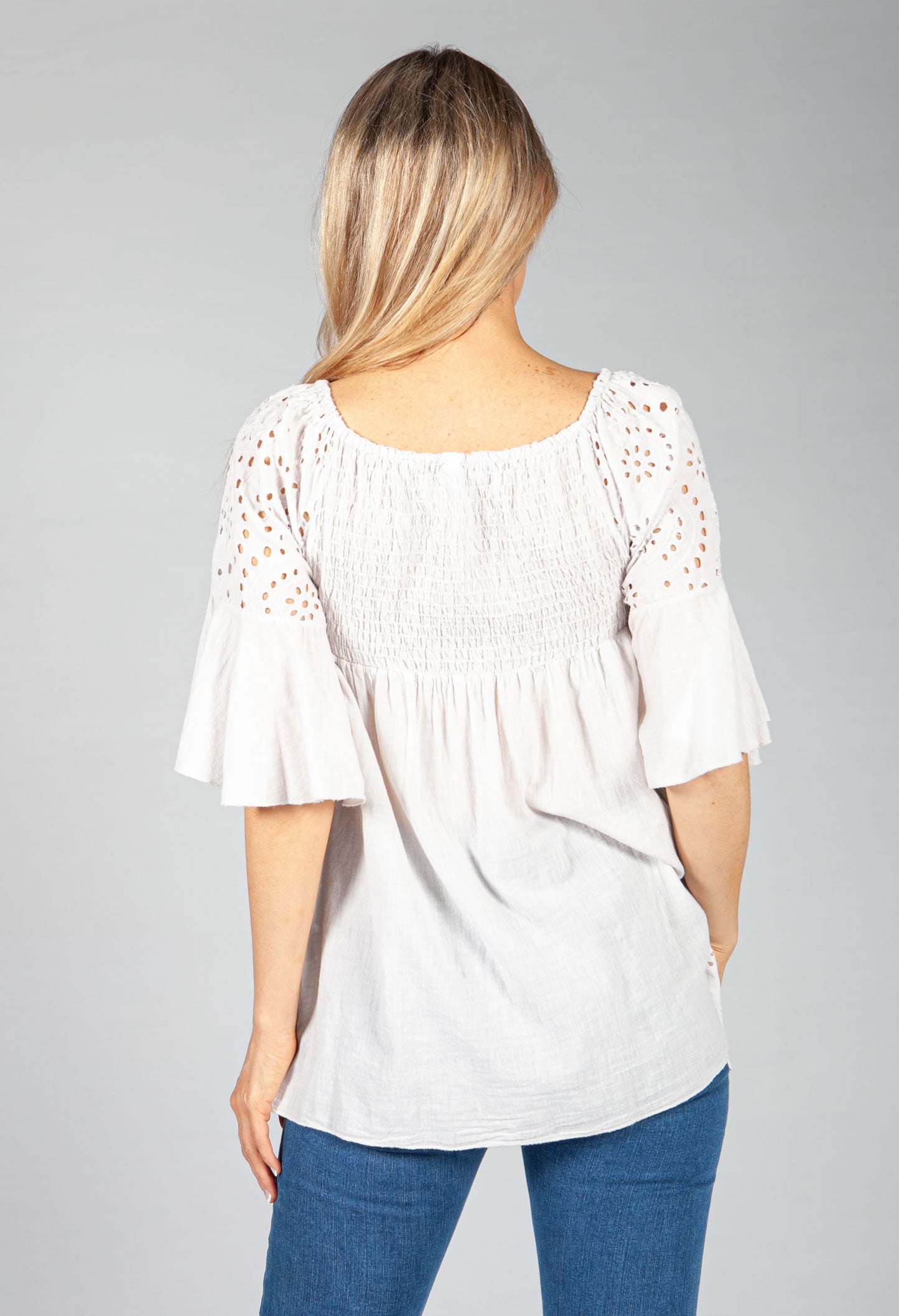 Stone Embroidered Peasant Blouse