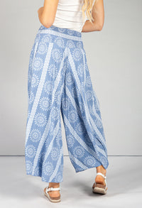 Summer Burst Print Trousers in Blue